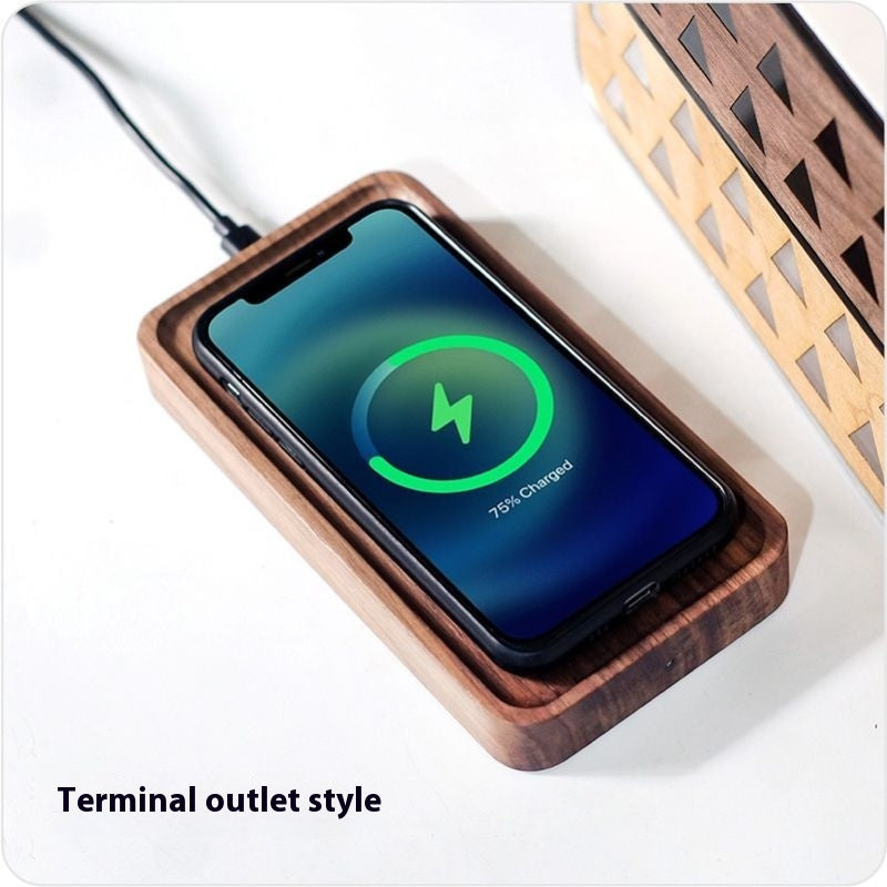 Creative Black Walnut 15W Wireless Fast Charge Wooden Tray Wireless Charger